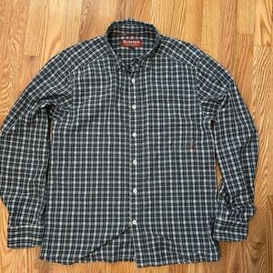 Simms Long Sleeve Button Down. Size Medium. Navy Check